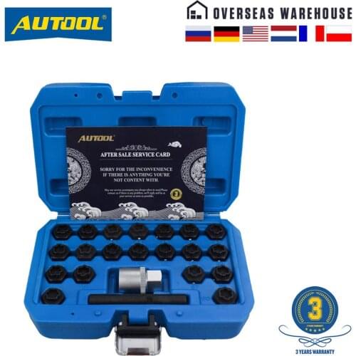 AUTOOL 22pcs Wheel Lock Key Removal Kit for BMW Series Wheel Anti-Theft Lock Lug Nuts Screw Remover Socket Tool Set