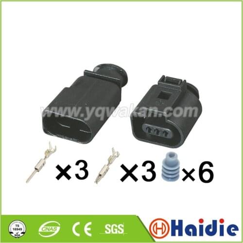 Free shipping 2sets VW 3pin 1.5mm male female auto air pressure sensor waterproof wiring connector 1J0 973 803 1J0 973 703