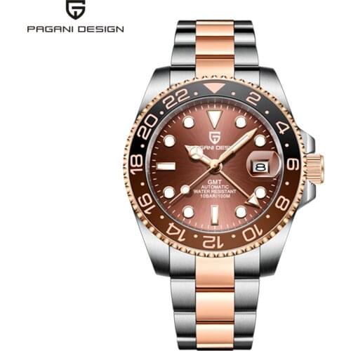 PAGANI DESIGN 40mm Men Mechanical Wristwatch Ceramic Bezel GMT Watch Top Brand Sapphire Stainless Steel Automatic Watch for Men