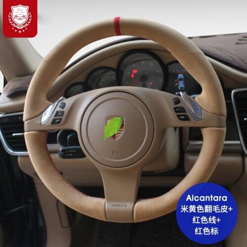 Real Alcantara steering wheel cover for Porsche Macan Cayenne taycan panamra 718 971 9YA 911 Auto parts Hand grip accessories