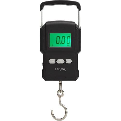 75kg/165lb Mini LCD Digital Scale Portable Hanging Electronic Hook Scale for Fishing Luggage Travel Weighting Steelyard