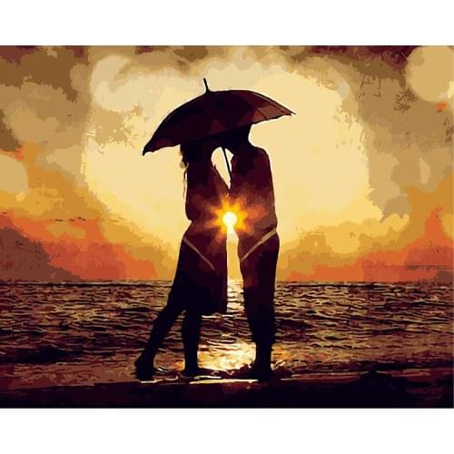 Painting By Numbers Couple in the sunset Drawing On Canvas HandPainted Gift Picture By Number animal Kits Home Decoration