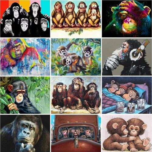 Monkey Animals Pictures 5D Diy Diamond Painting Rhinestone Embroidery Cross Stitch Kit Mosaic Art Home Decor Handmade Gifts