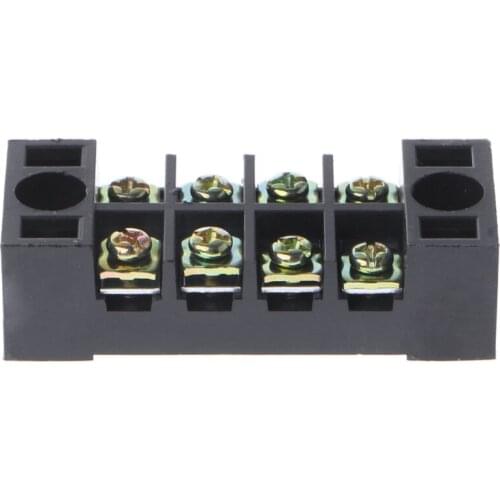600V 15A 4 Positions Dual Rows Covered Barrier Screw Terminal Block Strip