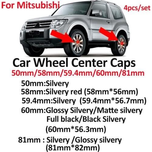 4pcs 50mm 58mm 60mm 81mm Car Emblem Wheel Center Hub Caps for Lancer 10 9 EX Eclipse Galant Outlander Car Styling