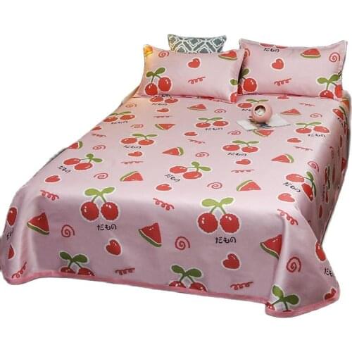 3PCS Summer Mat Cherry Cooling Bed Sheets Foldable Single Double Queen King Pillowcase Mattress