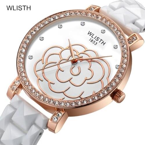 Fashion Women watches Quality Fashion Geneva Roman Numerals Faux Ceramics Analog Quartz Ladies watch Bracelet Clock for Wedding