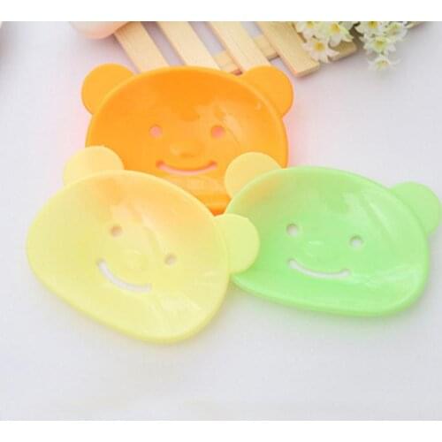 Cute Cartoon Smile Bear Shaped Soap Dish Creative Bathroom Home Decor Soap Tray Holder SN2232