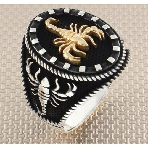 Scorpion Motif Sterling Silver Ring Animal Ring For Men Made in Turkey