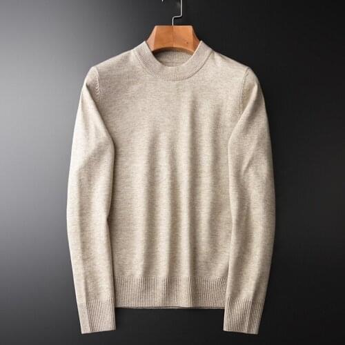 New Thicken Warm Mens Sweater Luxury Solid Color Round Collar Autumn And Winter Sweater Male Fashion Slim Fit Man Sweater 4XL