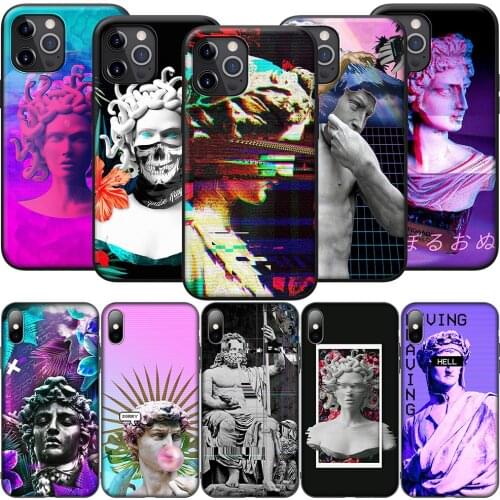 GX134 Medusa Vaporwave Glitch David Silicone Soft Case for iPhone 12 Mini 11 Pro XS Max XR X 8 7 6 6S Plus 5 5S SE 2020