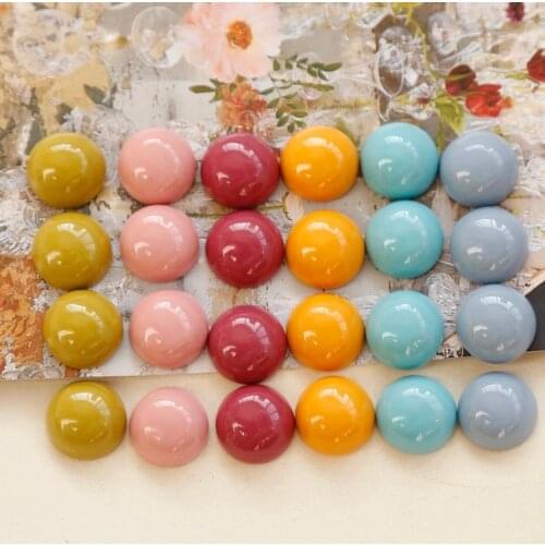 Oil Painting Childlike Color Matching Ear Stud Patch Resin Half Pill Japanese Earrings Handmade Accessories 6pcs