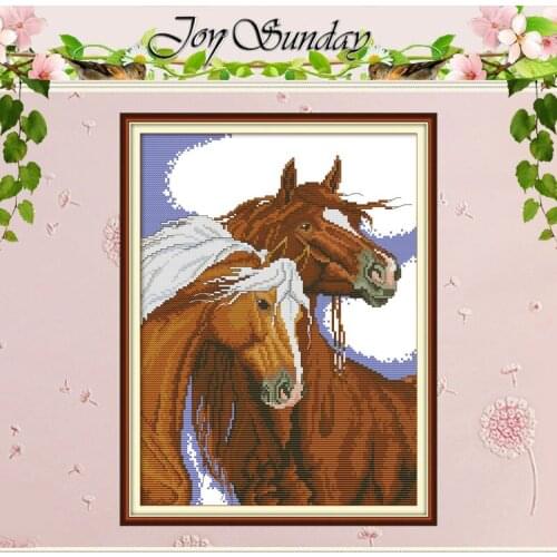 Lean Close Together Animals Counted 11CT 14CT Cross Stitch Sets DIY Chinese Cross-stitch Kits Embroidery Needlework Home Decor