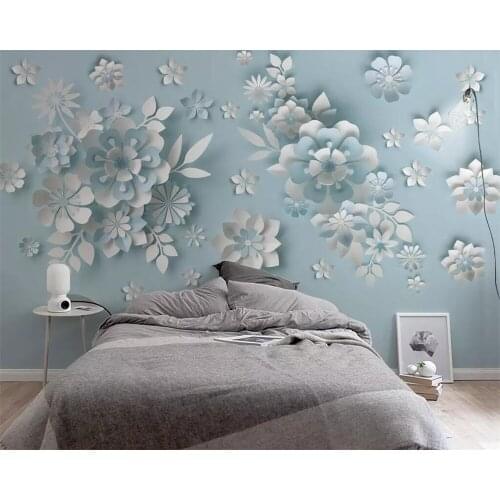 Beibehang Wallpaper mural Nordic 3D embossed floral TV background wall paper home decor living room bedroom mural 3d wallpaper