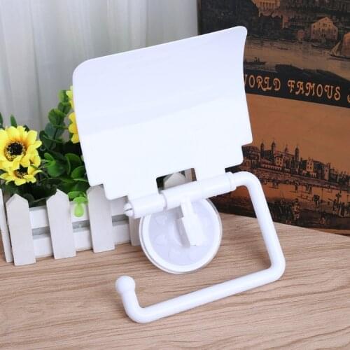 Wall Mounted Plastic Suction Cup Bathroom Toilet Paper Roll Holder With Cover