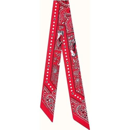 New bohemian turban summer womens small silk scarf wrapped tied bag scarves ribbon lady simulation silk headband MR63