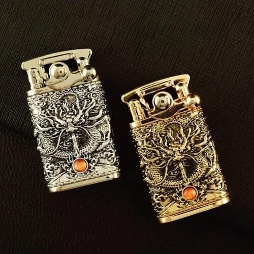 New Trench Copper Kerosene Oil Flint Lighter Windproof Metal Gasoline Lighter Grinding Wheel Smokinng Lighters Men Gift