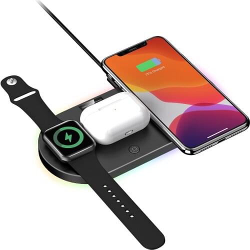 New Qi Charging Pad 15w 4in1 wireless charger for iPhone12 X 8 Samsung Airpods