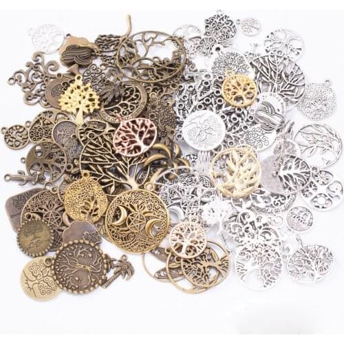 Mixed size and color tree charm Retro style tree botany Jewelry accessories Metal tree accessories DIY retro alloy accessorier