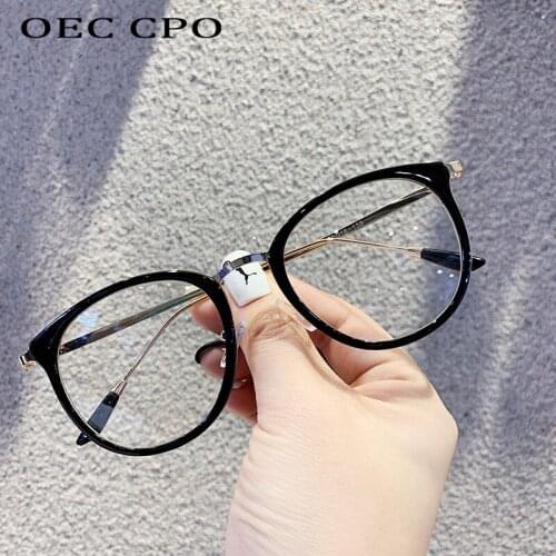 OEC CPO Vintage Round Glasses Frames Women Fashion Transparent Anti-blue light Glasses Female Men Eyeglasses O826