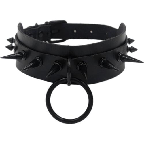 Hot Sale Punk Gothic Black Spike goth Choker Necklaces Women Collar Studded Rivet Pu Leather Men Necklace Chocker Jewelry