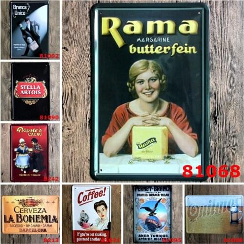 Shabby Chic Vintage Style Metal Tin Sign Make Coffee Not War Rama Margarine Butterfein for Cafe Bar Restaurant Decoration Poster