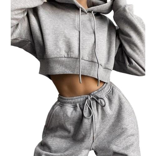 Casual Women Sportswear Spring Autumn Solid Color Hoodie Pants 2 Piece Set Tracksuit Loose Sweatshirts Outfits Womens Clothing