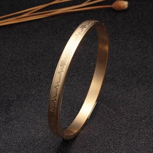 Gold Plated Tone Design Stainless Steel Cuff Bangles Classic Men Women Casual Sporty Charm Bangles Wedding Party Jewelry