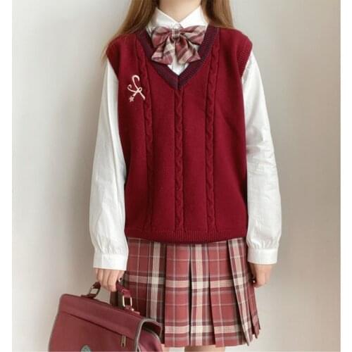 4 Colors Women Preppy Style Autumn Winter Pullover JK Sweater Vest Female Student Korean Loose Sleeveless Sweater School Girl