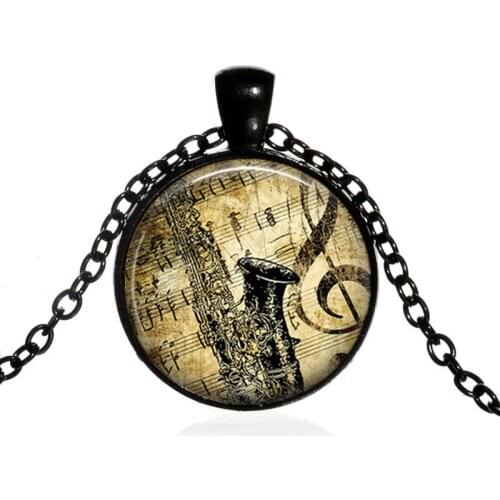 Saxophone & Music Necklace Art Picture Saxophone Pendant Music Teacher Music Student Music Lover Christmas Gift Fashion Jewelry