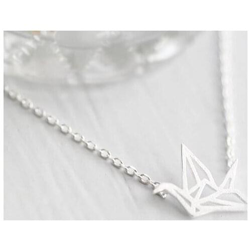 Shuangshuo 2019 Lovely Matte Origami Crane Necklaces for Women Cute Bird Chokers Necklace Party Gift Animal Chocker collares