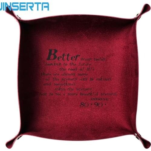 JINSERTA Foldable Storage Box PU Leather Tray for Dice Table Games Key Wallet Coin Box Tray Desktop Sundries Storage Box Bins