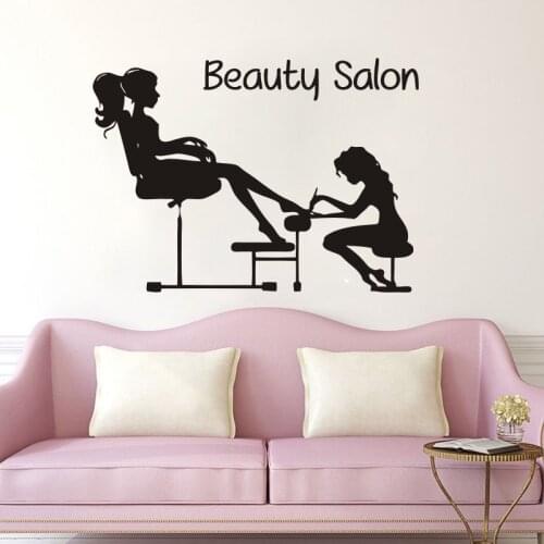Pedicure Nails Vinyl Wall Sticker Beauty Salon Girl Manicure Removeable Decal Salon Spa Window Room Decoration Art Poster YO211