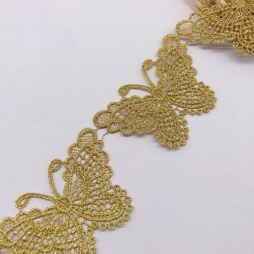 High Quality Golden Butterfly Cotton Embroidered Lace Sewing Furnishing Garment Accessories DIY Handmade Craft Materials