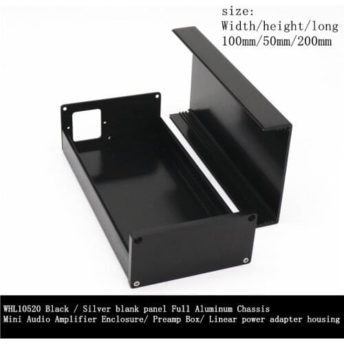 WHL10520 Black Silver blank panel Full Aluminum Chassis Mini Audio Amplifier Enclosure/ Preamp Box/ Linear power adapter housing