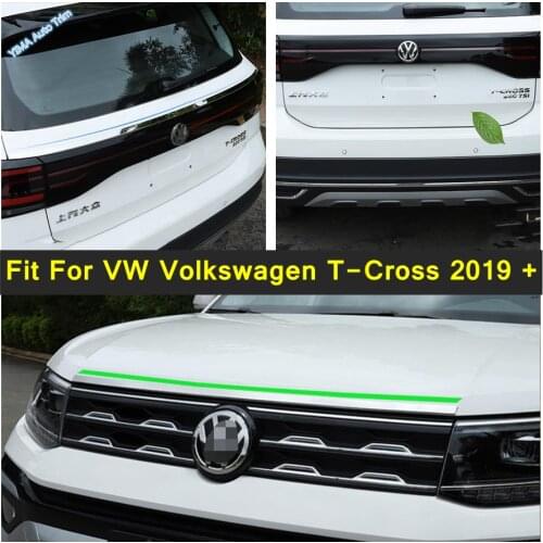 Rear Tail Trunk Door Trim Stainless Steel Accessories Front Hood Bonnet Protection Strip For VW Volkswagen T-Cross 2019 - 2021