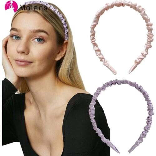Molans Solid Color Satin Headbands Women Hairband Hair Hoop Girl Fashion Simple Sweet Hair Bands Bezel Hair Accessories 2021