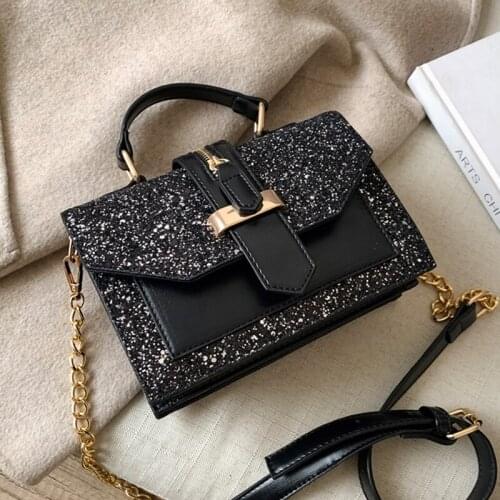 Womens Designer Luxury Sequins Shoulder Crossbody Bags for Women 2021 High Quality PU Leather Lady Small Handbag Messenger Bag