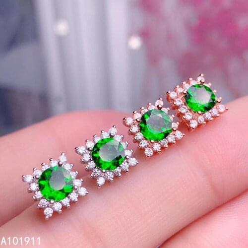 KJJEAXCMY fine jewelry natural diopside 925 sterling silver women earrings new Ear Studs support test luxury