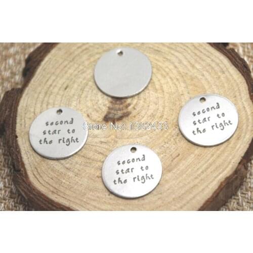 10pcs second star to the right charm silver tone message peter pan charm pendant 20mm