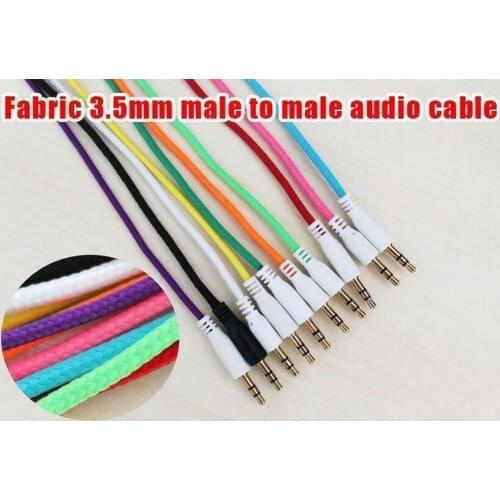 1000pcs/lot 3.5mm 3ft Cotton Braided Woven Male to Male MM Audio AUX Cable Stereo Auxiliary Cord For Iphone Car for Mobile Phone