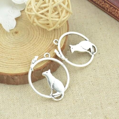 15 pcs 31*26 mm Antique Tibetan Silver Charms Bracelet Necklace Pendant New Fashion Alloy charm Cat 2321