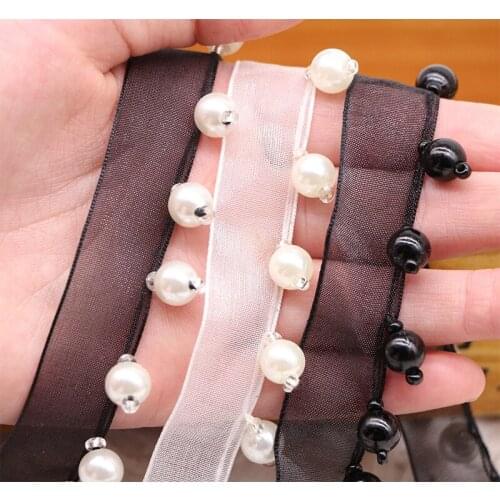 2 yards Beaded Tassle Organza Ribbon for DIY Crafts Hairwear Bow Material Bag Clothing Accessories Sewing Decoration Trims