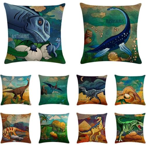 2020 new dinosaur era pillow cover linen chair car cushion cover home decoration pillow cover 45cmX45cm