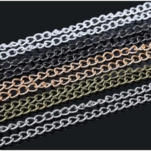 5m/lot Rhodium/Silver/Gold/Gunmetal /Antique Bronze Plated Iron Chains Fitting For Make Necklace Bracelet Jewelry Findings 6*4mm