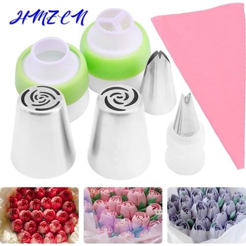 8PCS Cake Decorating Tools Confectionery Bag Silicone Rose Leaf Icing Piping Cream Pastry Bag Nozzle DIY Baking Decorating Tools