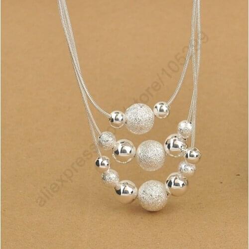 Promotions Free ship Beautiful fashion Elegant 925 Sterling Silver Charming Beads Pendant Necklace Jewelry For Woman