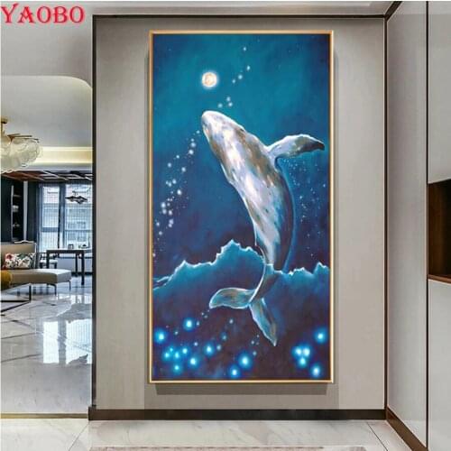 Full Square Round Drill Diamond Painting Whale fantasy sky landscape 5D Diy Diamond Embroidery Mosaic Cross Stitch Kits