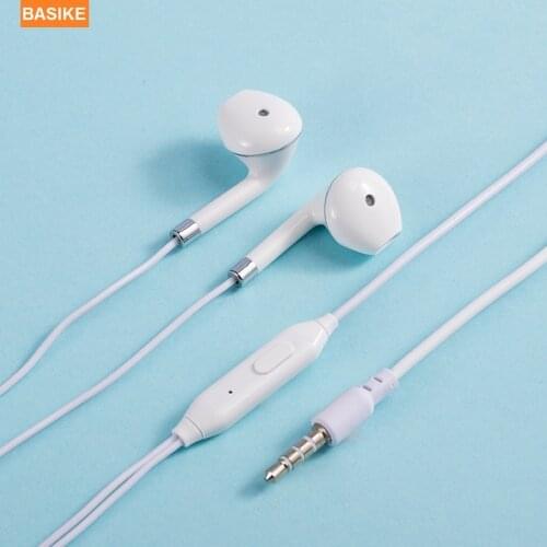 BASIKE Wired Headphones 360° Sorround Earphones 3.5mm High Quality Headset Durable1.2m White for Huawei Mate 40 for iQOO 3