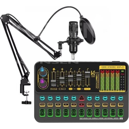 BM800 Microphone Mixer V10X Pro Sound Card Condenser Game Bluetooth Audio dj Live Broadcast MIC USB OTG Recording Professional